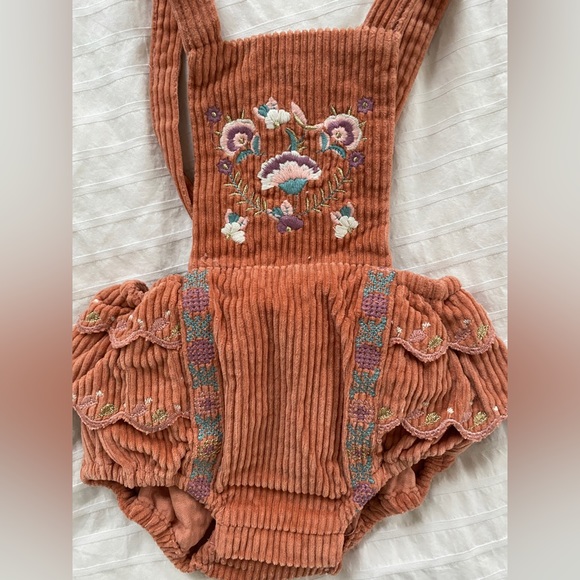 Louise Misha Embroidered Corduroy Romper - Picture 2 of 6